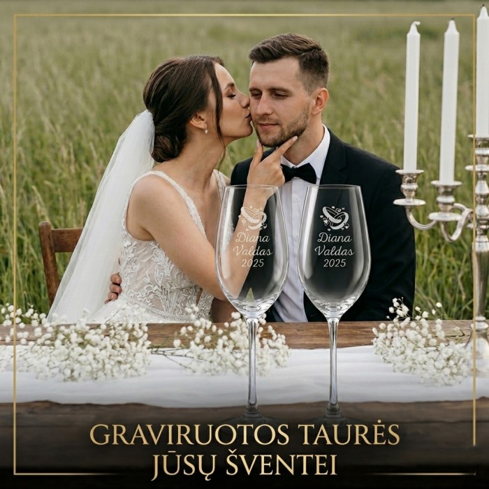 Ką dovanoti jauniesiems vestuvėms – graviruotos dovanos su vardais ir data
