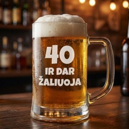 Alaus bokalas su graviravimu „40 ir dar žaliuoja“ – šmaikšti dovana draugui